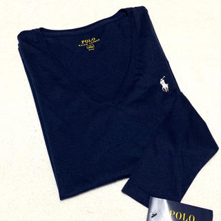 ポロラルフローレン(POLO RALPH LAUREN)のレディース  S 新品✨Vネック ロングスリーブ Tシャツ / ネイビー(Tシャツ(長袖/七分))
