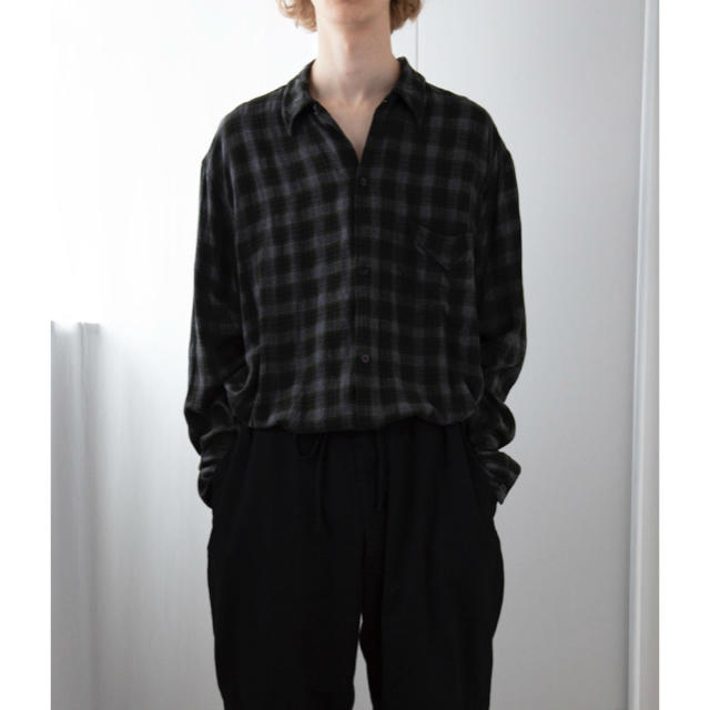 メンズ【20ss/新品】comoli レーヨンオープンカラーシャツ グリーン サイズ1