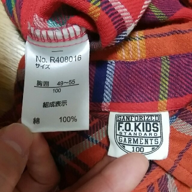 F.O.KIDS(エフオーキッズ)のF.O.KIDS チェックネルシャツ 100 キッズ/ベビー/マタニティのキッズ服男の子用(90cm~)(Tシャツ/カットソー)の商品写真