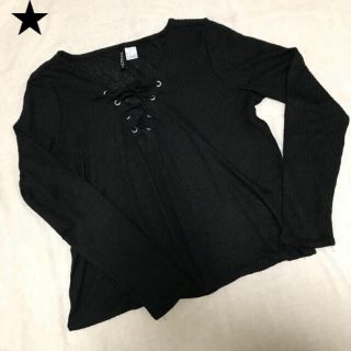 エイチアンドエム(H&M)の【風音様専用2点】美品！ 薄手ニット ブラック(カットソー(長袖/七分))