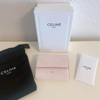 セリーヌ(celine)の新品＊セリーヌ ミニ財布 スモール トリフォールドウォレット エンボスド ピンク(折り財布)