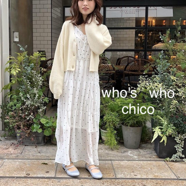 who's who Chico(フーズフーチコ)の新品❁﻿フーズフーチコ　ドットティアードワンピース レディースのワンピース(ロングワンピース/マキシワンピース)の商品写真