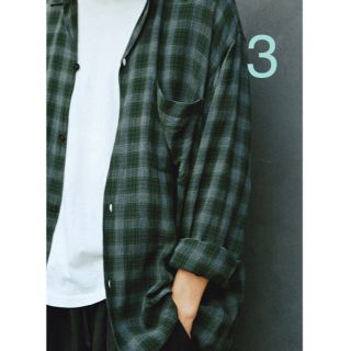 コモリ(COMOLI)のcomoli 20ss オープンカラーシャツ　3 レーヨン　チェック　シャツ(シャツ)