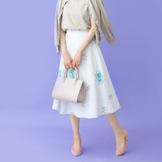 ウィルセレクション(WILLSELECTION)のコットンレースフレア刺繍スカート(ひざ丈スカート)