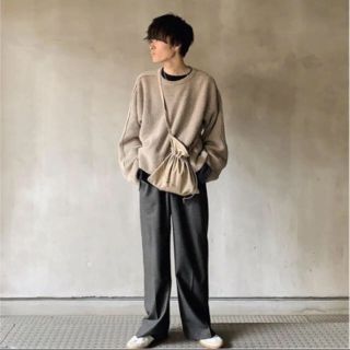 YOKE 7G OVERSIZED HALF CARDIGAN BEIGE(ニット/セーター)