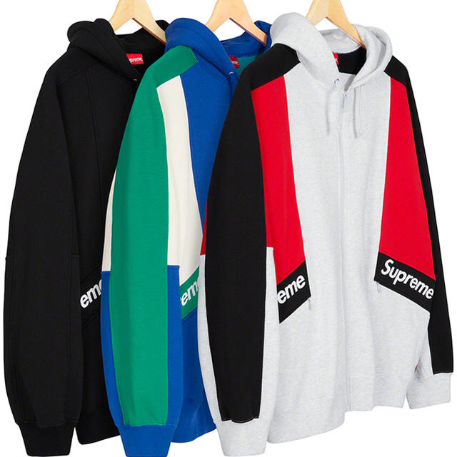 パーカーsupreme colour blocked zip up sweatshirt