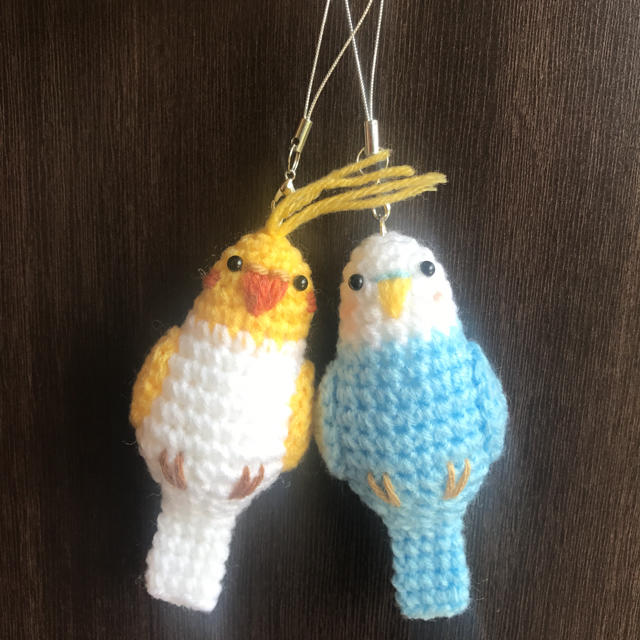 セキセイインコ&オカメインコのあみぐるみ ハンドメイドのぬいぐるみ/人形(あみぐるみ)の商品写真