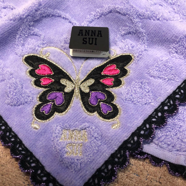 ANNA SUI(アナスイ)の【期間限定値下げ中】ANNA SUI  タオル ハンカチ パープル レディースのファッション小物(ハンカチ)の商品写真