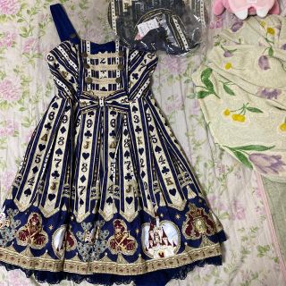 アンジェリックプリティー(Angelic Pretty)のワンダークイーンジャンスカ＆ボンネセット　別色(ひざ丈ワンピース)