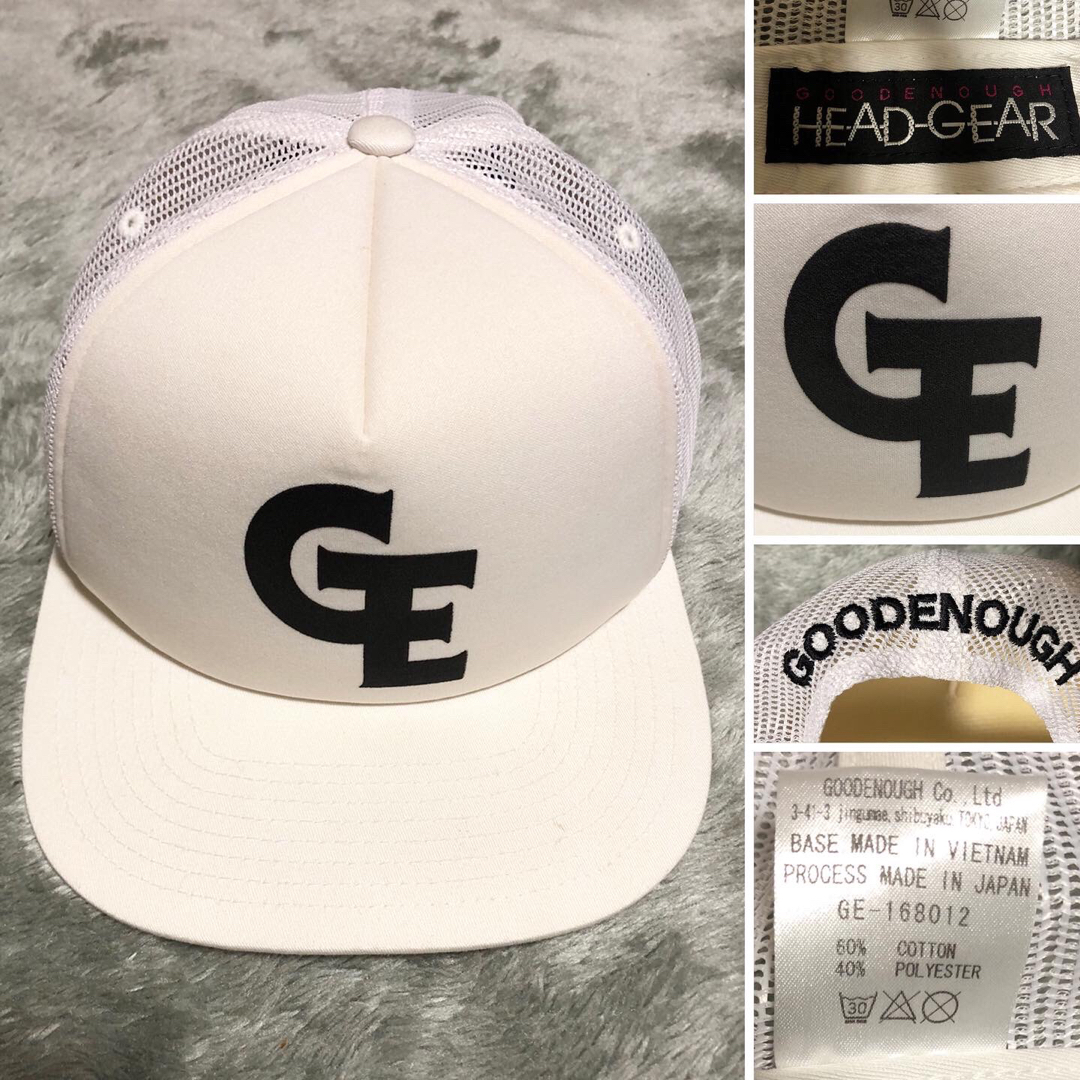 極美品❗️GOODENOUGH グッドイナフ GE ロゴ メッシュキャップ 白