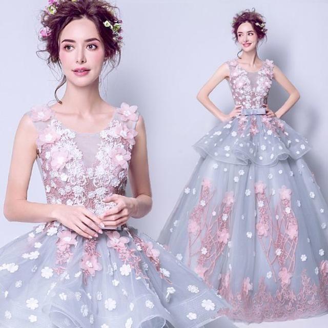美品! カラードレス ライトブルー プリンセスライン 花嫁 美品! カラードレス ライトブルー プリンセスライン 花嫁