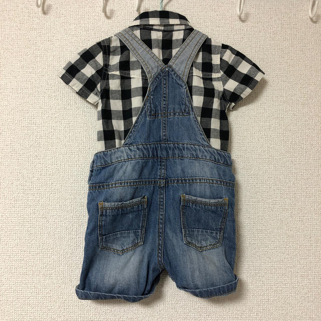 ZARA(ザラ)のオーバーオール チェックシャツ セット 80 キッズ/ベビー/マタニティのベビー服(~85cm)(ロンパース)の商品写真