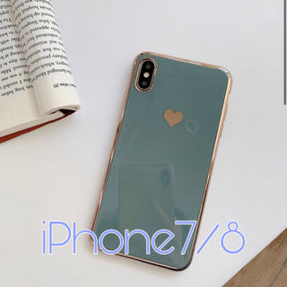 新品　iPhone7/8  ケース　ブルーグレー　韓国　インスタ(iPhoneケース)