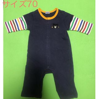 ミキハウス(mikihouse)の【美品・送料込】mikihouse 長袖ロンパース 70 男の子(ロンパース)