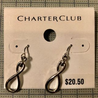 新品 CHARTER CLUB クリアシルバー色ピアス(ピアス)