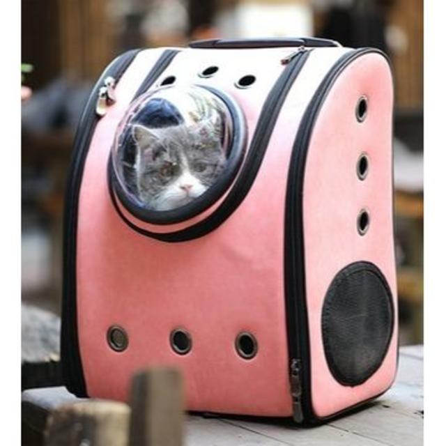 犬猫兼用 宇宙船カプセル型ペットバッグ リュック機能付き 茶色 その他のペット用品(猫)の商品写真
