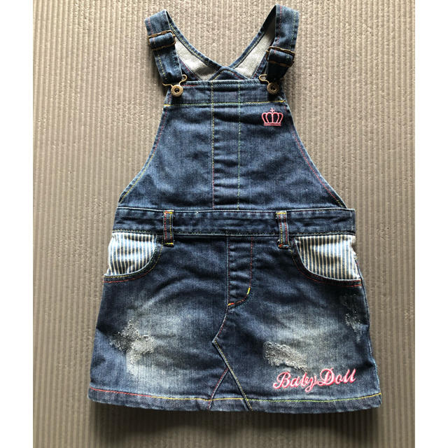 BABYDOLL(ベビードール)のBABY DOLL デニムジャンバースカート　110センチ キッズ/ベビー/マタニティのキッズ服女の子用(90cm~)(ワンピース)の商品写真