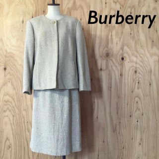 バーバリー(BURBERRY)のBurberry London ノーカラースーツ セットアップ ウール混(スーツ)