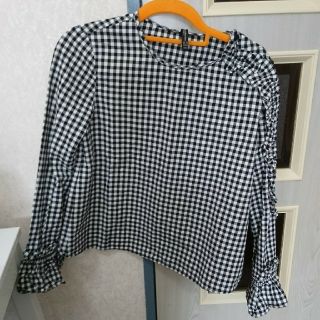 ザラ(ZARA)のZARA  ギンガムチェックフリルブラウス(シャツ/ブラウス(長袖/七分))