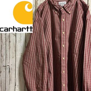 カーハート(carhartt)のCarhartt カーハート ワークシャツ チェック 革タグ 赤 ヴィンテージ(シャツ)