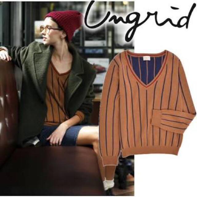 Ungrid(アングリッド)のungrid Vネックストライプニット♡ レディースのトップス(ニット/セーター)の商品写真