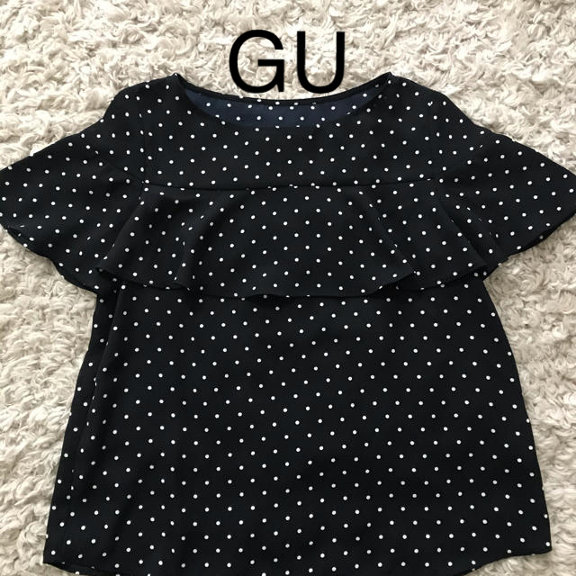 GU(ジーユー)のGU ドットフリルブラウス レディースのトップス(カットソー(半袖/袖なし))の商品写真