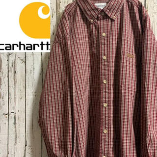 カーハート(carhartt)のCarhartt カーハート ワークシャツ チェック 赤 ヴィンテージ 革タグ(シャツ)
