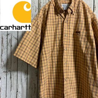 カーハート(carhartt)のCarhartt カーハート  胸ポケ チェック ワークシャツ 半袖 オレンジ(シャツ)