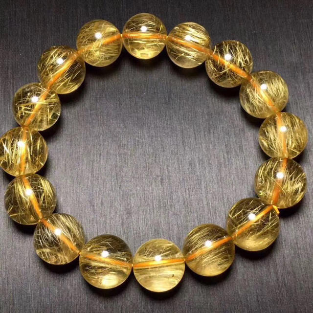 天然】ゴールド ルチル クオーツ ブレスレット13mm - ブレスレット