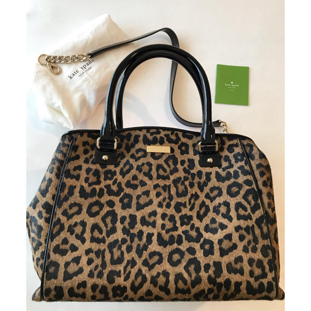 未使用品Kate spade/ケイトスペード 本ハラコバッグ レオパード柄