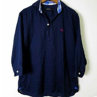 バーバリーブラックレーベル(BURBERRY BLACK LABEL)のまみ様専用usedバーバリーブラックレーベルリネンプルオーバー 7分袖シャツ3紺(Tシャツ/カットソー(七分/長袖))