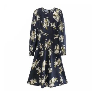 ザラ(ZARA)の1260★春新作 navy 花柄 ワンピース(ひざ丈ワンピース)