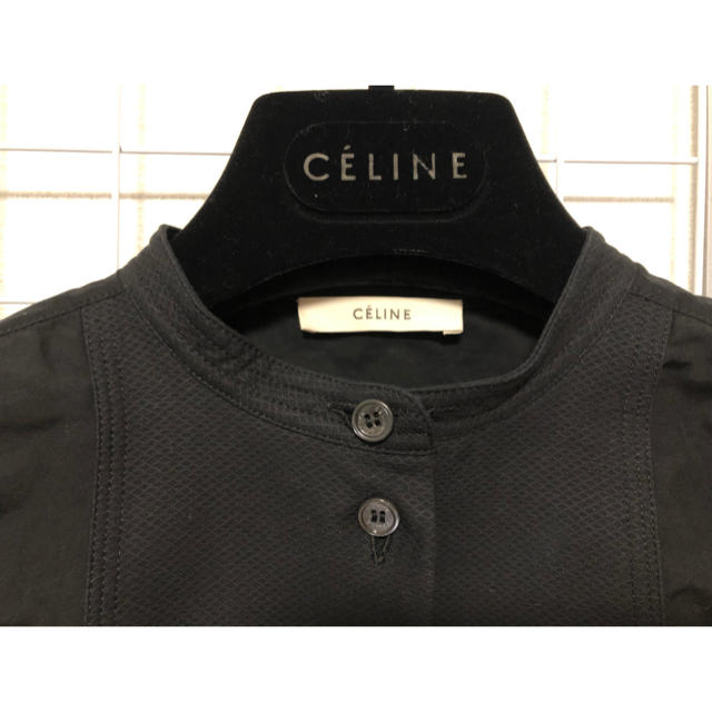 celine(セリーヌ)のayano様専用☆セリーヌ タキシードシャツ  半袖　黒 celine レディースのトップス(シャツ/ブラウス(長袖/七分))の商品写真