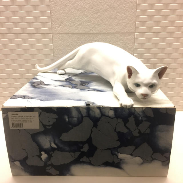 【送料無料/即納】  ROYAL COPENHAGEN 希少品  美品  箱付き  白  猫  ロイヤルコペンハーゲン - 置物
