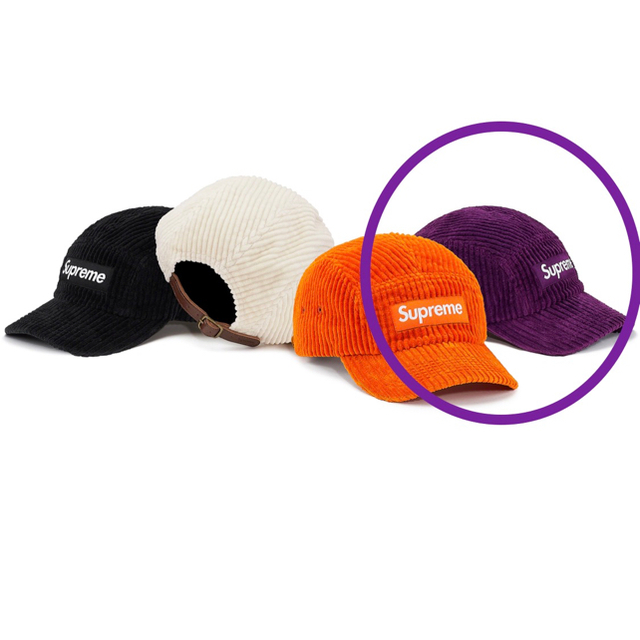 supreme 紫　キャンプキャップ