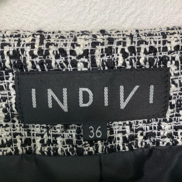 INDIVI(インディヴィ)の【美品】INDIVI ツイードジャケット レディースのジャケット/アウター(ノーカラージャケット)の商品写真