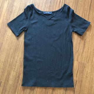 ナノユニバース(nano・universe)のTシャツ リブ編み nano・universe トップス 半袖 黒(Tシャツ(半袖/袖なし))