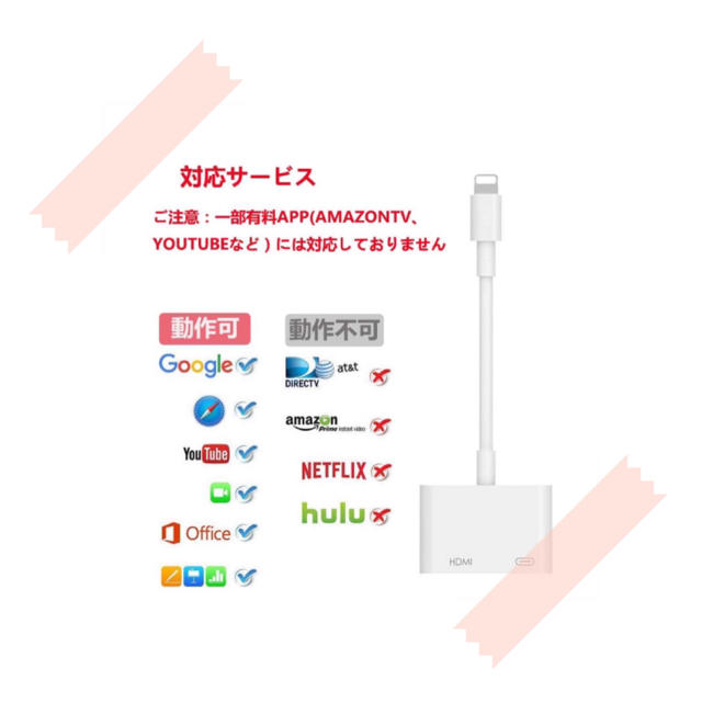 2020認証版HDMI変換アダプタテレビ プロジェクター モニターHD1080P スマホ/家電/カメラのテレビ/映像機器(映像用ケーブル)の商品写真