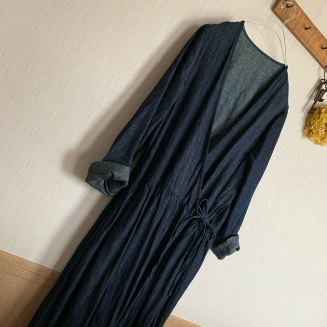 ネストローブ☆リネンデニムカシュクールワンピース