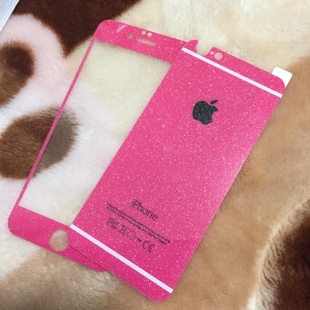 iPhone6,6s強化ガラス「ピンク」 スマホ/家電/カメラのスマホアクセサリー(保護フィルム)の商品写真