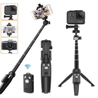 新品★自撮り棒 ミニ三脚 セルカ棒 アクションカメラ gopro三脚 7段階伸縮(自撮り棒)