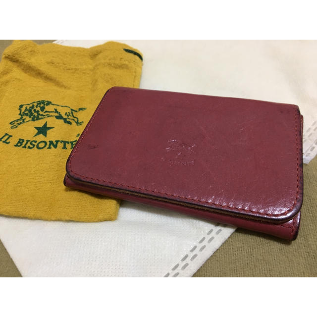 IL BISONTE(イルビゾンテ)の保管袋つき イルビゾンテ 正規品 イタリアンレザー カードケース 名刺入れ 赤系 メンズのファッション小物(名刺入れ/定期入れ)の商品写真