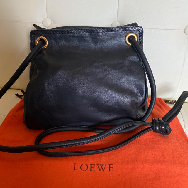 美品 LOEWE オールド ロエベ ナッパレザー アナグラム ショルダーバッグ-