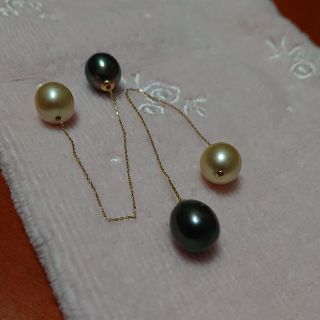 ミキモト(MIKIMOTO)のアキ様専用♥️南洋真珠&タヒチパール アメリカンピアス k18ロング(ピアス)