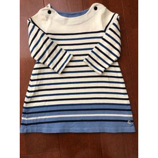 プチバトー(PETIT BATEAU)の美品　プチバトー ボーダーワンピース 24m(ワンピース)