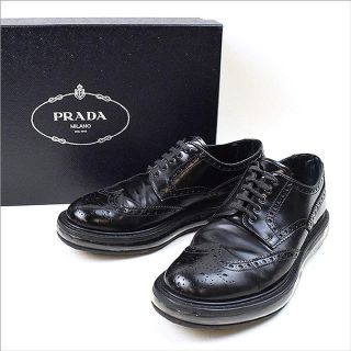 プラダ(PRADA)のPRADA プラダ エアソールメダリオンレザーシューズ ブラック 25.5cm(ドレス/ビジネス)