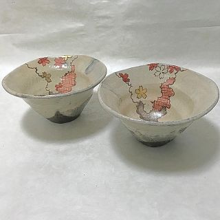 ★ 新品 : 手描き銀彩器　2個セット(陶芸)