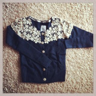 ミーアンドミークチュール(me & me couture)のme couture お花カーディガン(カーディガン)