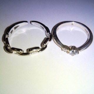ヨンドシー(4℃)のザキッス　SV925アクアマリンダイヤモンドリング　チェーンモチーフリングセット(リング(指輪))