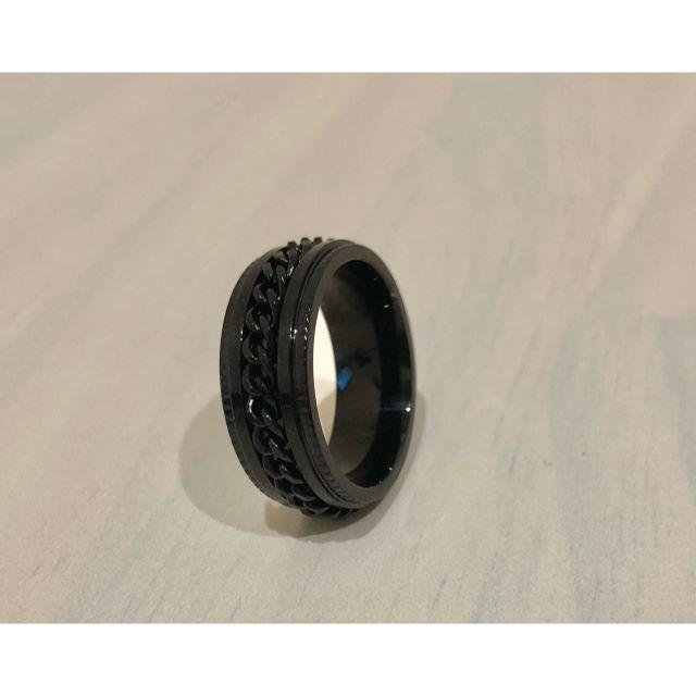 ブラック　チェーン　シンプル　ユニセックス 格安 指輪　リング メンズのアクセサリー(リング(指輪))の商品写真